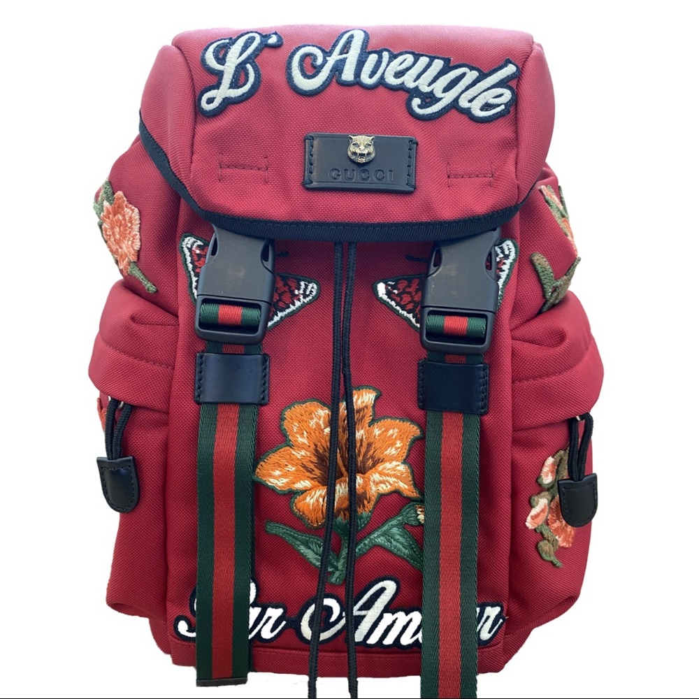 Gucci L’Aveugle Par Amour Techno Embroidered Backpack Small